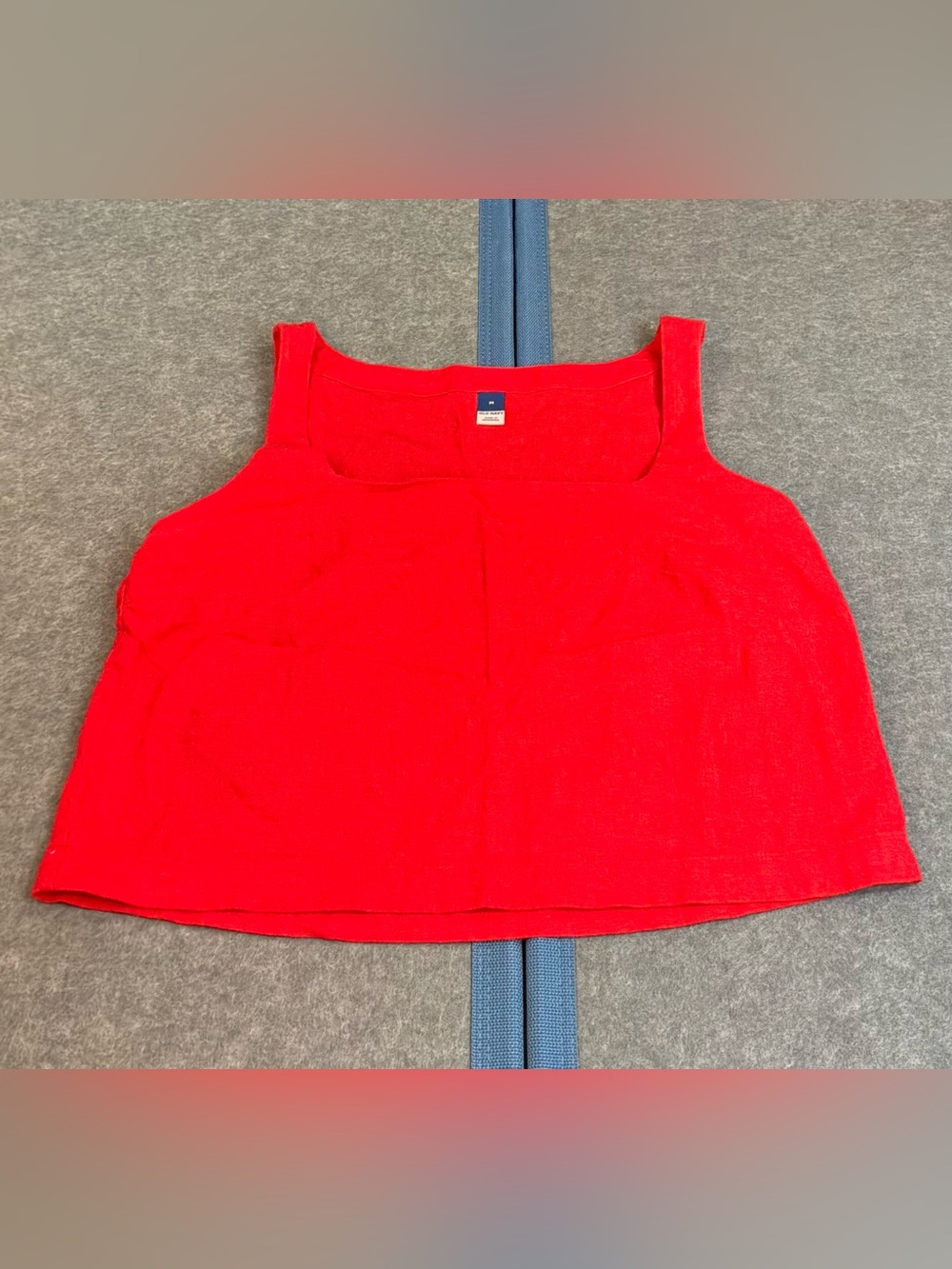 NWT Old Navy Red Linen Blend Square Neck Cropped Tank Top Women’s M Summer